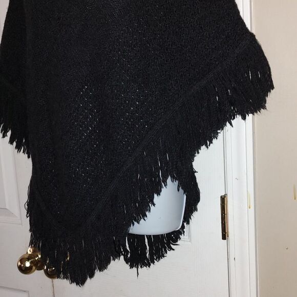 Christopher & Banks Black shawl  poncho cape  western boho  One Size - Picture 2 of 4